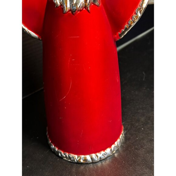Red Silver Tabletop Santa Claus Arms Out Vtg READ - Picture 10 of 16